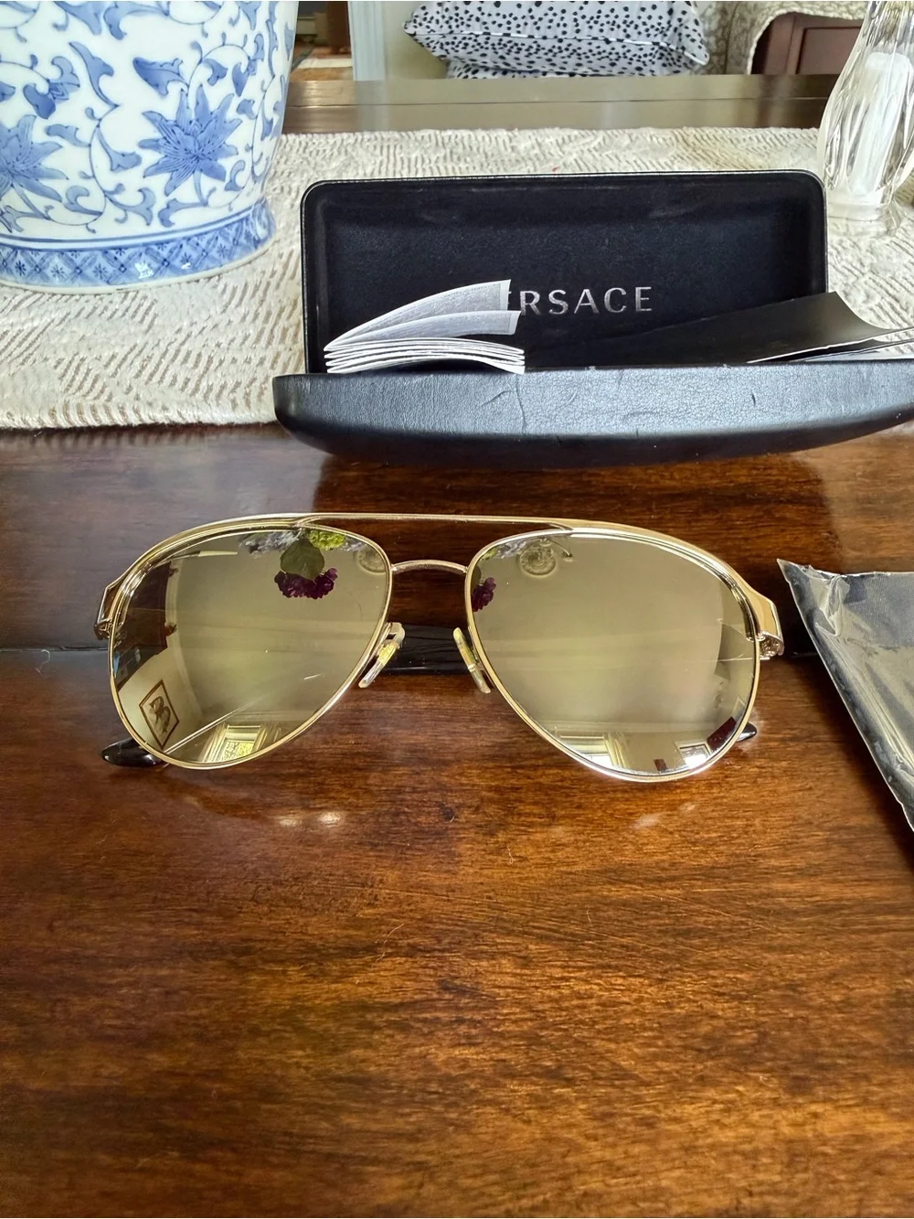 VERSACE Gold Aviator Sunglasses